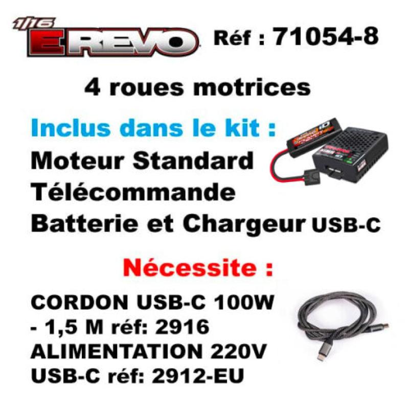 Traxxas Mini E Revo 4WD RTR 1/16 bleu 71054-8