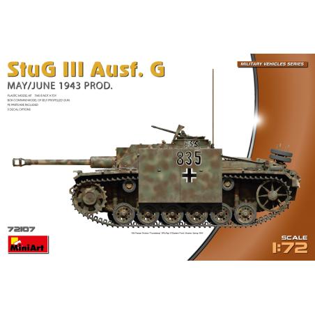 Maquette Plastique militaire 1/72 : StuG III Ausf. G Mai/Juin 1943 Prod. MINIART72107