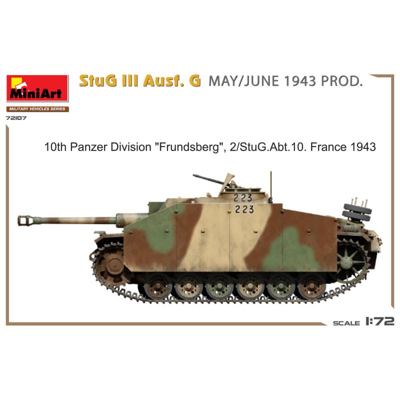 Maquette Plastique militaire 1/72 : StuG III Ausf. G Mai/Juin 1943 Prod. MINIART72107