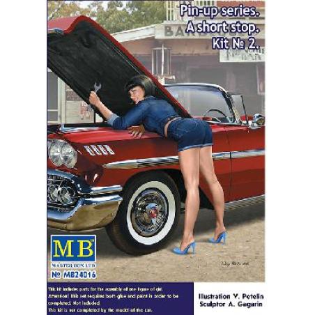 Maquette Plastique Figurine 1/24 : SERIE PIN-UP - UN ARRÊT MINUTE - KIT N°2 MASTER BOX 24016