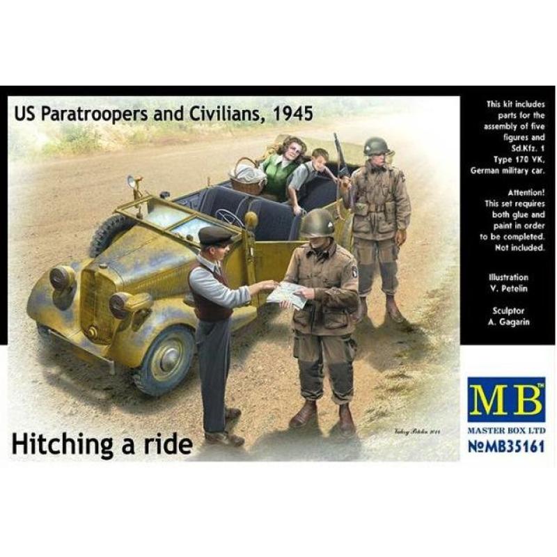 Maquette Plastique figurine 1/35 : PARACHUTISTES US ET CIVILS - 1945 Master box ltd 35161