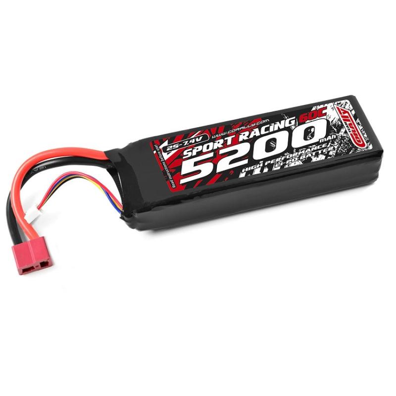 Team Corally - lipo Power Racing 60C - 5200 mAh - 2S - 7,4 V - Connecteur T - Étui semi-souple