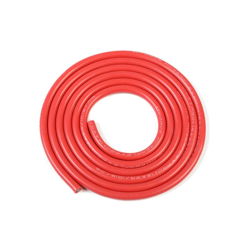 Revtec - Fil silicone - Powerflex PRO+ - Rouge - 14 AWG - 1018 brins de 0,05 mm de diamètre extérieur - 3,5 mm - 1 m