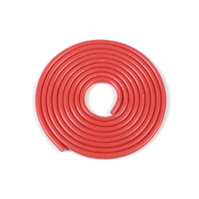 Revtec - Fil silicone - Powerflex PRO+ - Rouge - 18 AWG - 380 brins de 0,05 mm - Diamètre extérieur 2,3 mm - 1 m