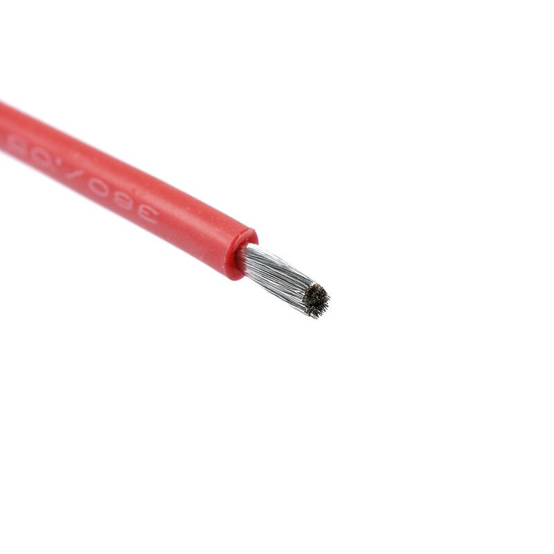 Revtec - Fil silicone - Powerflex PRO+ - Rouge - 18 AWG - 380 brins de 0,05 mm - Diamètre extérieur 2,3 mm - 1 m