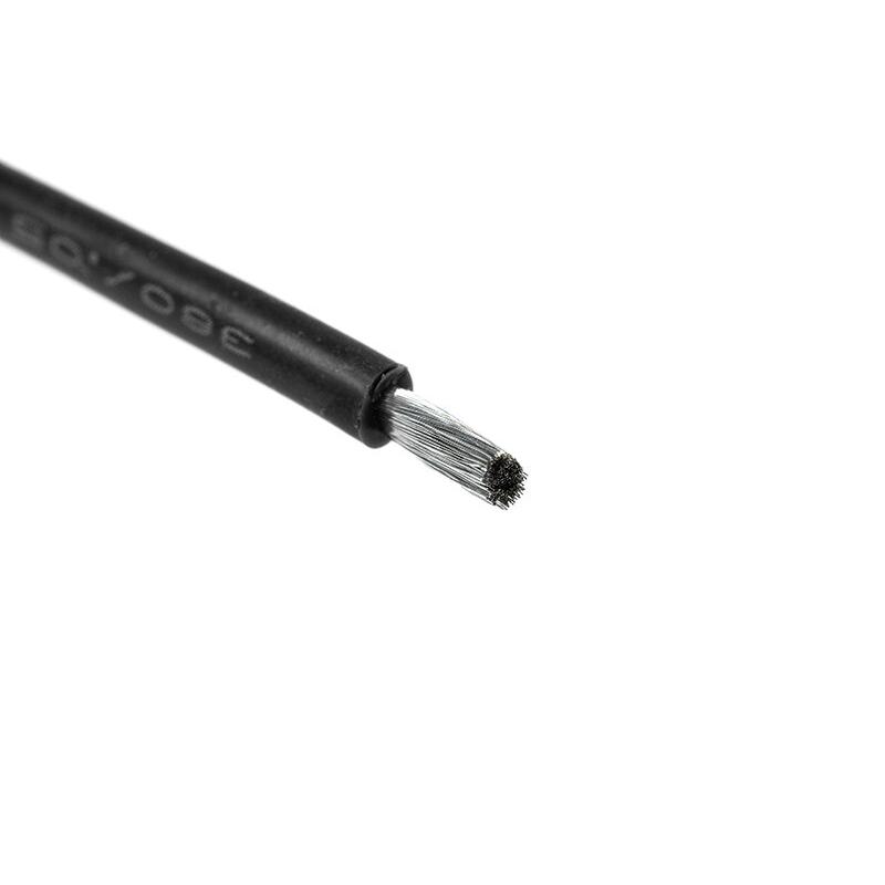 Revtec - Fil silicone - Powerflex PRO+ - Noir - 18 AWG - 380 brins de 0,05 mm - Diamètre extérieur 2,3 mm - 1 m